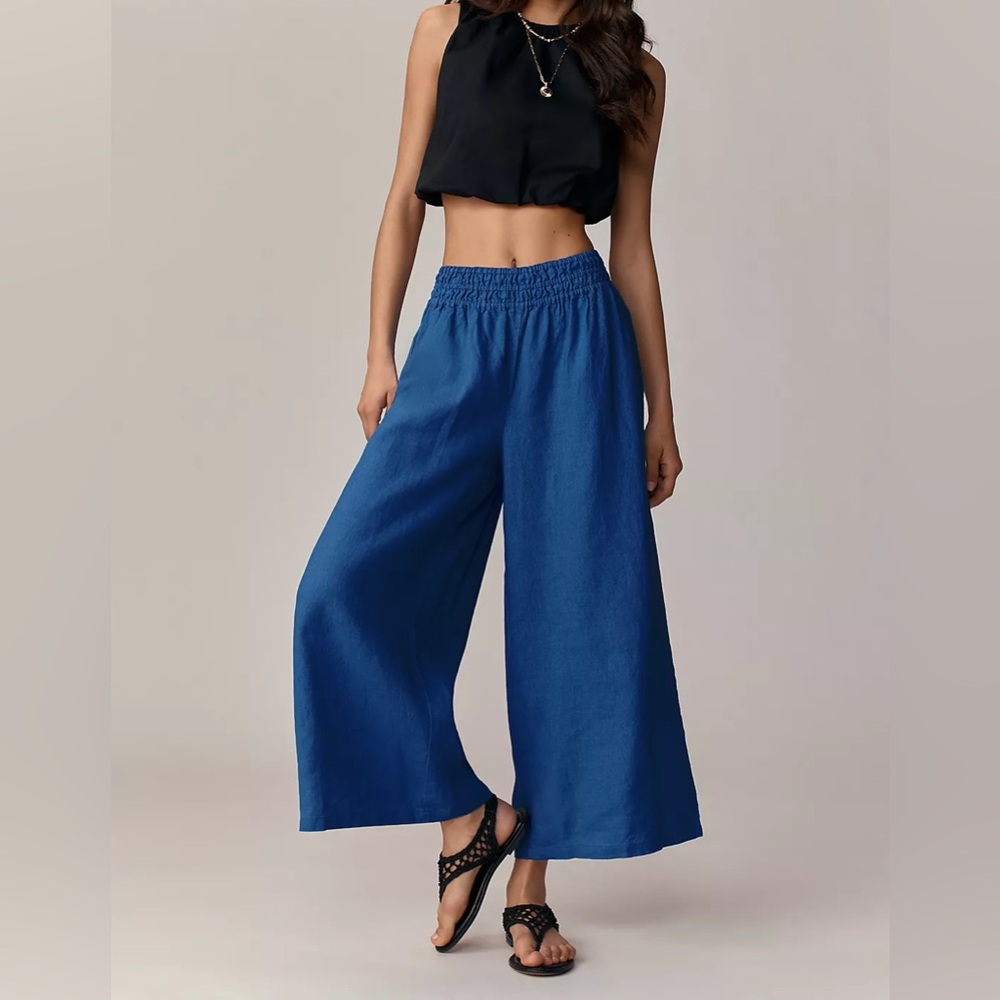The Somerset Pull-On Pants Linen Medium Blue